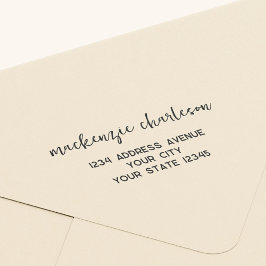 Eenvoudig modern script gepersonaliseerd retouradr rubberstempel