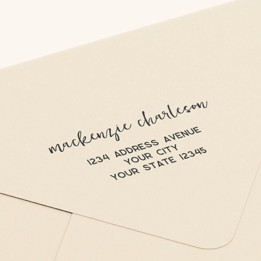 Eenvoudig modern script gepersonaliseerd retouradr rubberstempel