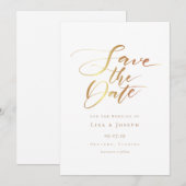 Eenvoudig modern script goud save the date (Voorkant / Achterkant)