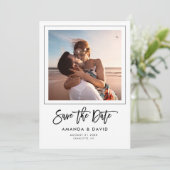 Eenvoudig modern script handgeschreven foto save the date (Staand voorkant)