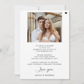 Eenvoudig modern script hart 2 foto bruiloft bedankkaart (Achterkant)