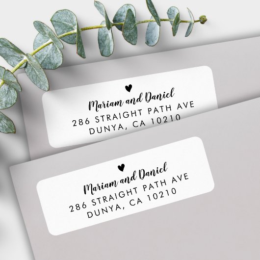Eenvoudig Modern Script Hart Bruiloft Retouradres Etiket