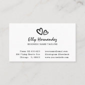 Eenvoudig Modern Script Heart Logo Black Business Afsprakenkaartje (Achterkant)