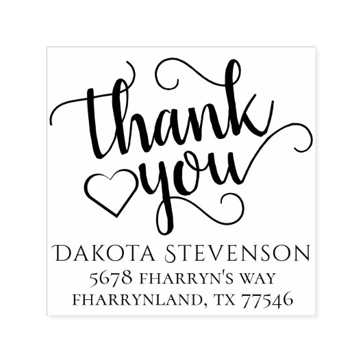 Eenvoudig modern script | Klassiek bedankadres Zelfinktende Stempel (Design)