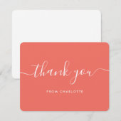 Eenvoudig modern Script-koraal Bedankkaart (Voorkant / Achterkant)