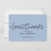 Eenvoudig Modern Script Liefde en Dank Bruidsfeest Bedankkaart (Voorkant)