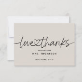 Eenvoudig modern script Liefde en Dank Trouwfeest Bedankkaart (Voorkant)