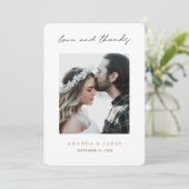 Eenvoudig modern Script Love and Bedankt Photo Wed (Staand voorkant)