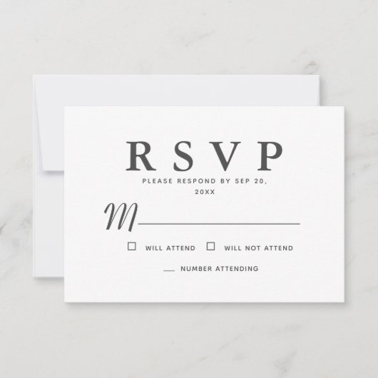 Eenvoudig modern script Memorial Reply RSVP Kaartje (Voorkant)