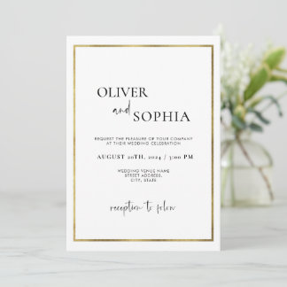 Eenvoudig modern script, minimalistisch Gold Lijst Kaart