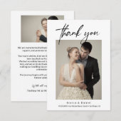 Eenvoudig Modern Script Minimalistische trouwfoto' Bedankkaart (Voorkant / Achterkant)