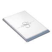 Eenvoudig modern Script Monogram Elegant Dusty Blu Notitieboek (Rechterzijde)