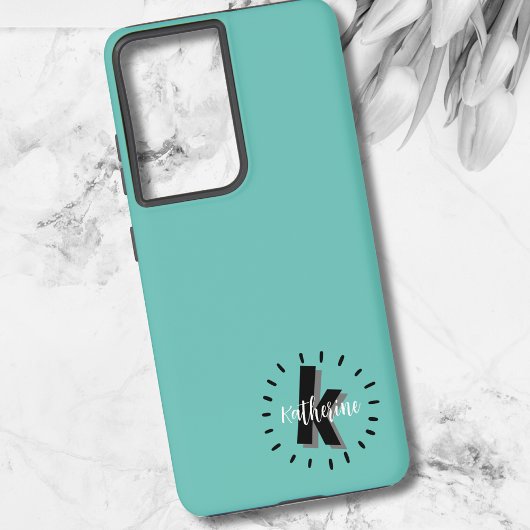 Eenvoudig Modern Script Monogram Initiaal Samsung Galaxy Hoesje