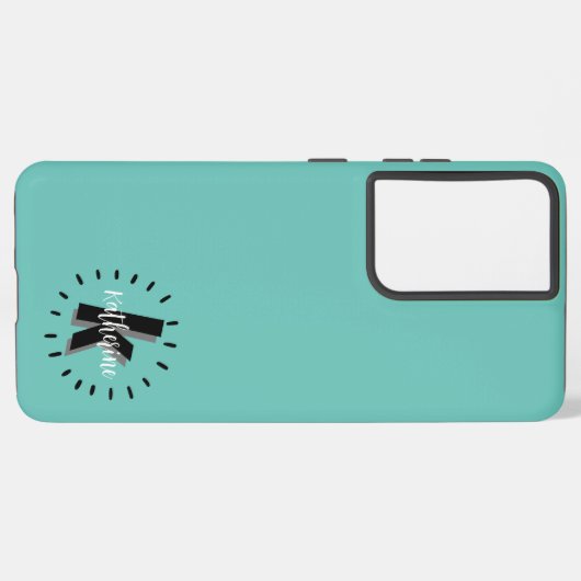 Eenvoudig Modern Script Monogram Initiaal Samsung Galaxy Hoesje (Linkerkant)