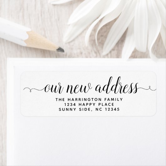 Eenvoudig modern Script Moving Stationery Nieuw Ad Etiket (Insitu)