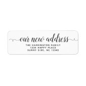 Eenvoudig modern Script Moving Stationery Nieuw Ad Etiket (Voorkant)