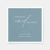 Eenvoudig Modern Script Namen Blauw Bruiloft Servet (Voorkant)
