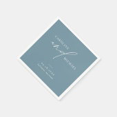 Eenvoudig Modern Script Namen Blauw Bruiloft Servet (Hoek)