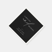 Eenvoudig modern script Names Black Wedding Servet (Hoek)