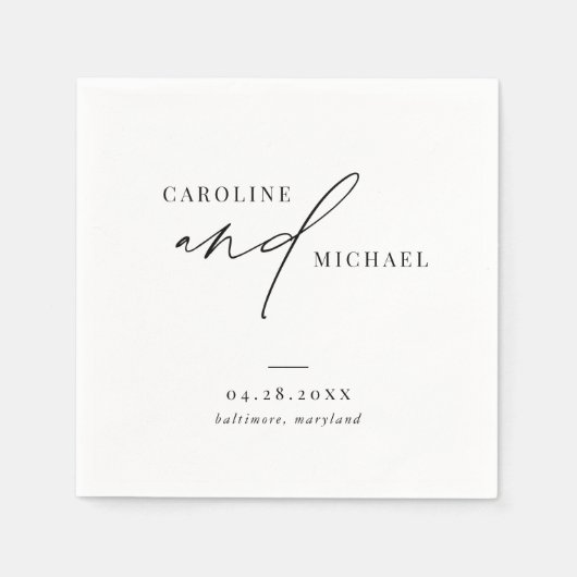 Eenvoudig modern script Names Weddenschap Servet (Voorkant)
