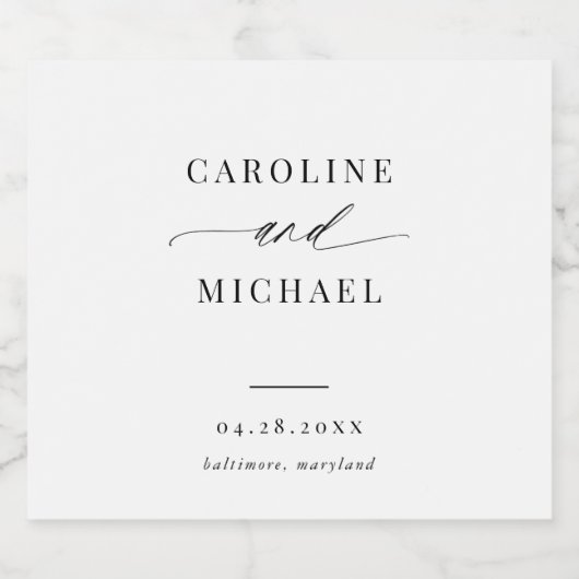 Eenvoudig modern script Names Weddenschap Sparkling Wijnetiket (Enkel label)