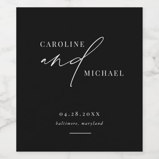 Eenvoudig modern script Names Weddenschap Wijn Etiket (Enkel label)