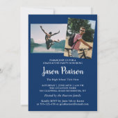 Eenvoudig modern Script Navy Blue Afstuderen 3 Fot Kaart (Achterkant)