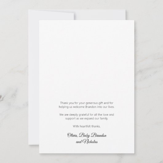 Eenvoudig Modern Script Newborn Baby Foto Dank u Bedankkaart (Achterkant)