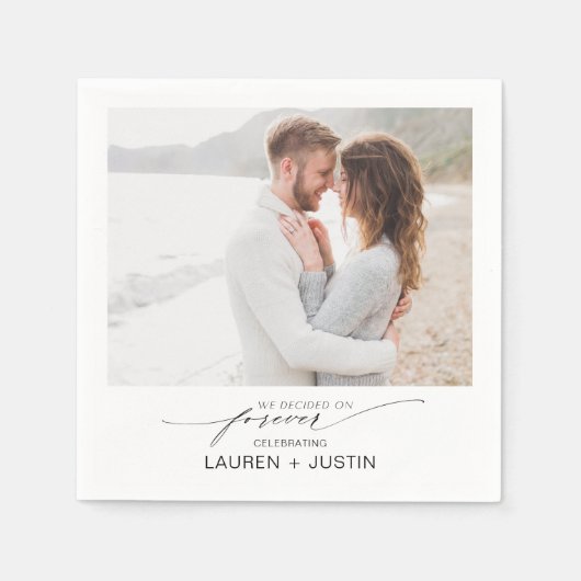 Eenvoudig Modern Script Photo Engagement Party Servet (Voorkant)