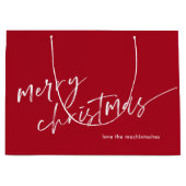 Eenvoudig Modern Script Prettig Kerstfeest Rood Groot Cadeauzakje (Voorkant)