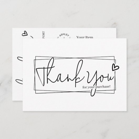 Eenvoudig modern script QR-code, dank u Informatiekaartje (Voorkant / Achterkant)