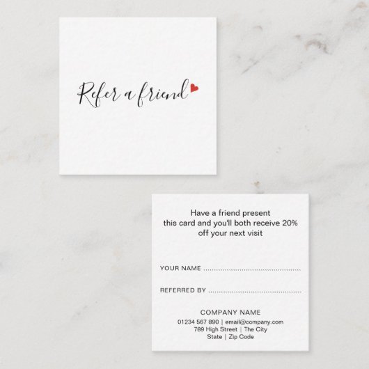 Eenvoudig modern Script Red Love Heart Aanbevelingskaartje (Voorkant / Achterkant)