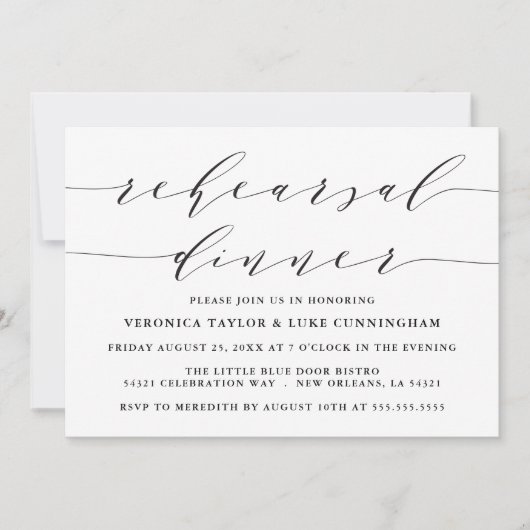 EENVOUDIG MODERN SCRIPT | REPETITIE DINER UITNODIG KAART (Voorkant)