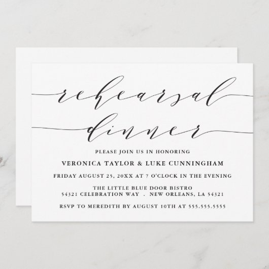 EENVOUDIG MODERN SCRIPT | REPETITIE DINER UITNODIG KAART (Voorkant / Achterkant)