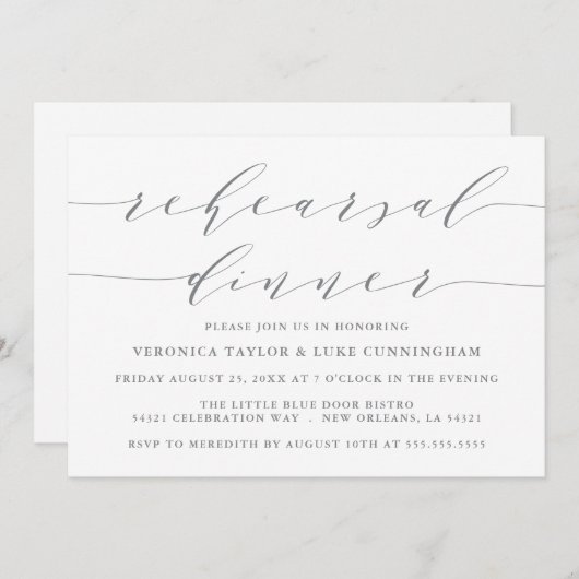 EENVOUDIG MODERN SCRIPT | REPETITIE DINER UITNODIG KAART (Voorkant / Achterkant)