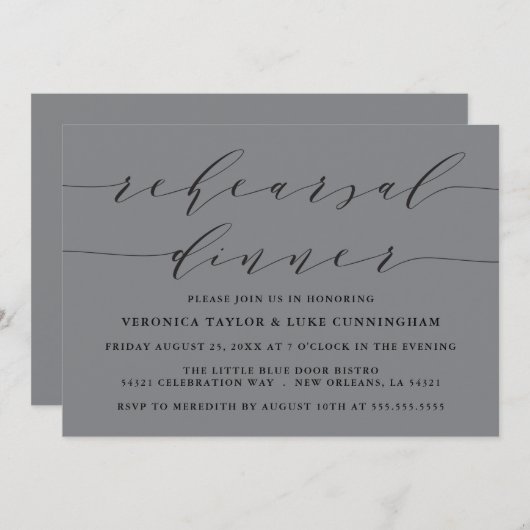 EENVOUDIG MODERN SCRIPT | REPETITIE DINER UITNODIG KAART (Voorkant / Achterkant)