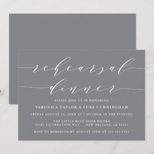 EENVOUDIG MODERN SCRIPT | REPETITIE DINER UITNODIG KAART (Voorkant / Achterkant)