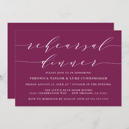 EENVOUDIG MODERN SCRIPT | REPETITIE DINER UITNODIG KAART (Voorkant / Achterkant)