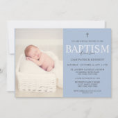 Eenvoudig modern script robuust blauw baptisme voo kaart (Voorkant)