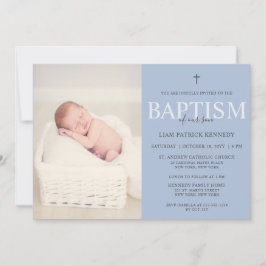 Eenvoudig modern script robuust blauw baptisme voo kaart