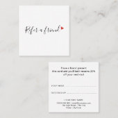 Eenvoudig Modern Script Rode Liefdeshart Aanbevelingskaartje (Voorkant / Achterkant)