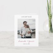 Eenvoudig modern Script Roos Gold Photo Wedding Bedankkaart (Voorkant)