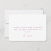 Eenvoudig modern script roze bedankkaart (Achterkant)