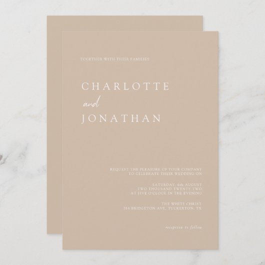 Eenvoudig modern script - Roze bruiloft-uitnodigin Kaart (Voorkant / Achterkant)