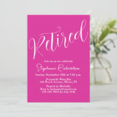 Eenvoudig Modern Script Roze Pensioenfeestje Kaart (Staand voorkant)