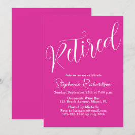 Eenvoudig Modern Script Roze Pensioenfeestje Kaart