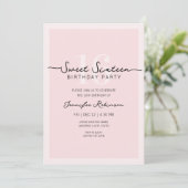 Eenvoudig Modern Script Sweet 16 Zestige Roze Kaart (Staand voorkant)
