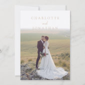 Eenvoudig modern Script Taupe Pink Photo Weddensch Kaart (Achterkant)