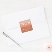 Eenvoudig modern script Terracotta Wedding Favors Vierkante Sticker (Envelop)