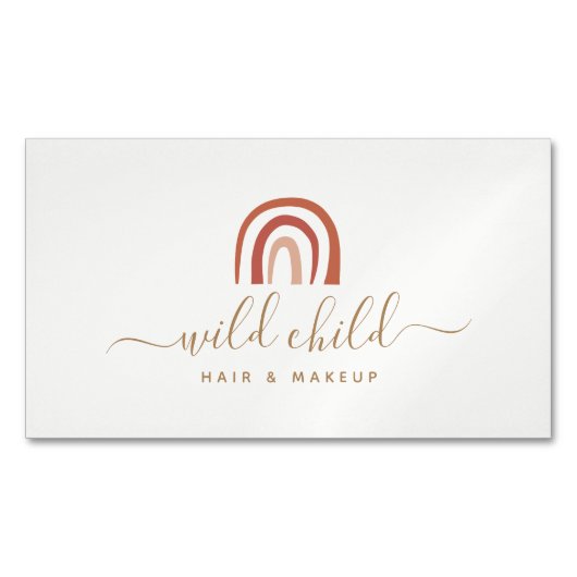 Eenvoudig modern script Trendy Abstracte regenboog Magnetisch Visitekaartje (Voorkant)